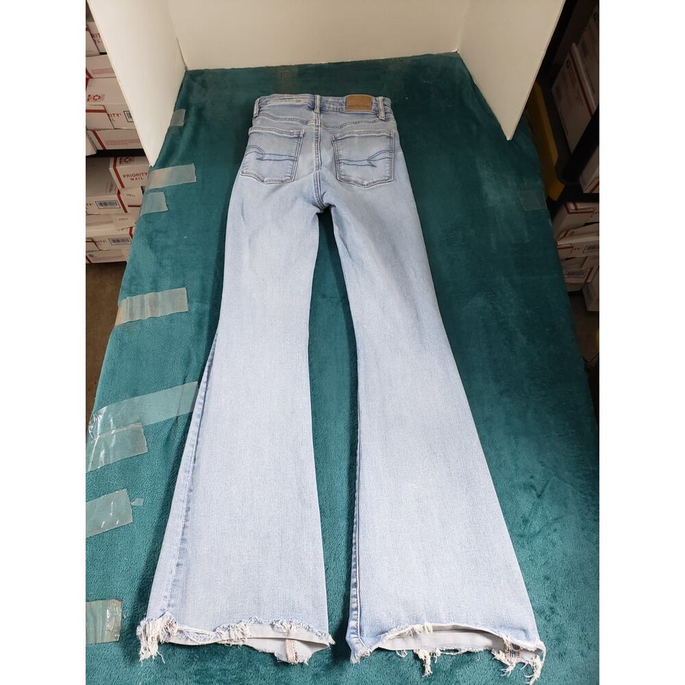 American Eagle Jeans Size 00 Womens Blue Stretch Pants High Rise Real Flared - Picture 13 of 15